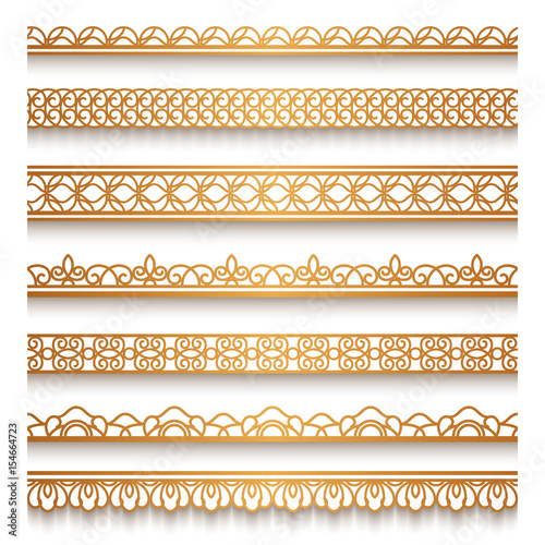 Set of gold borders on white