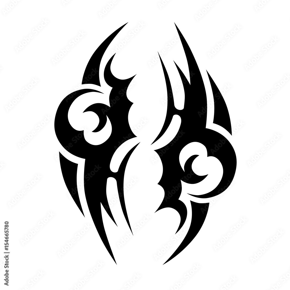Tattoo tribal vector design. Sketched simple isolated vector. Tattoo idea art design for girl, woman and man. Abstract tribal tattoo pattern.