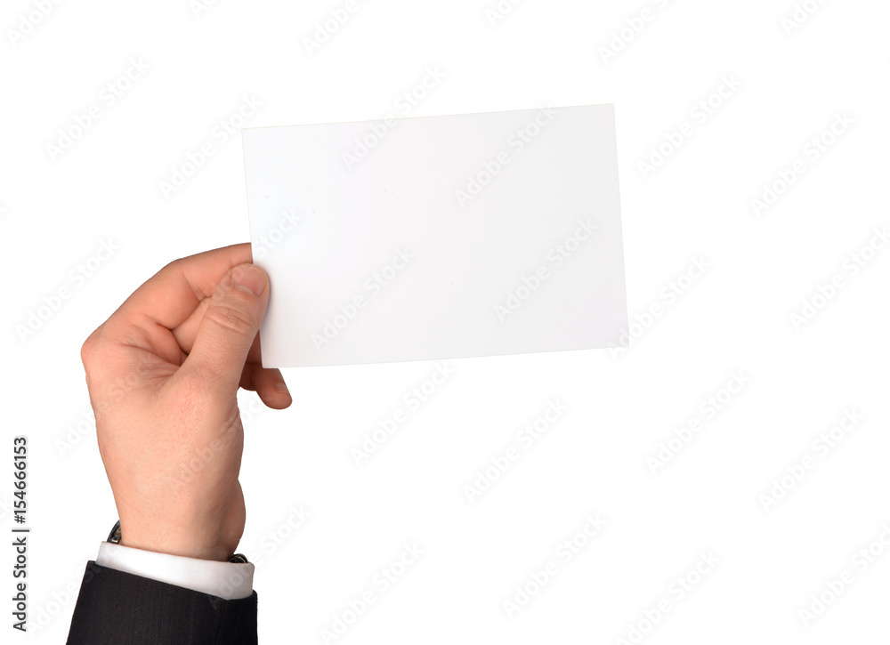 Blank white blank sheet of paper in hand Blank white blank sheet of paper in hand