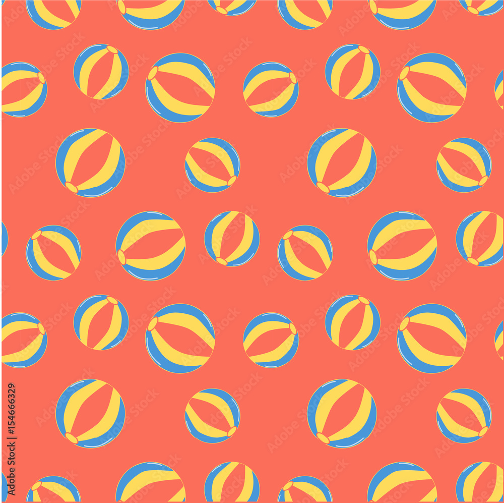 summer time beach ball cute seamless pattern random big and small balls with red, yellow, blue color for fun background, gift wrapping, textile, scrapbook, paper, card, craft. summer time beach ball cute seamless pattern random big and small balls with red, yellow, blue color for fun background, gift wrapping, textile, scrapbook, paper, card, craft.