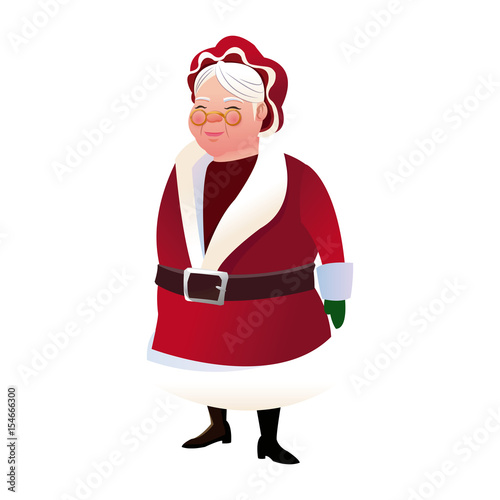 cartoon mrs claus. merry christmas and new year symbol. fun character image vector illustration