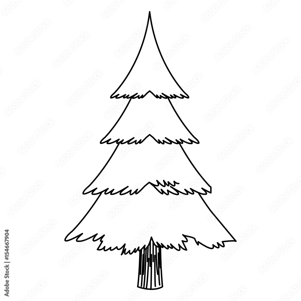 Christmas tree cartoon outline