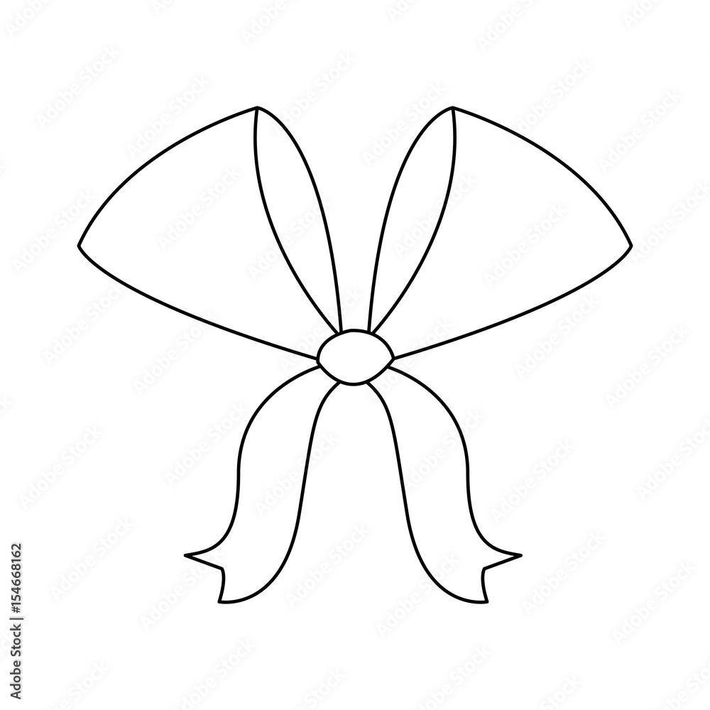 Fototapeta premium bow ribbon decoration xmas celebration outline vector illustration
