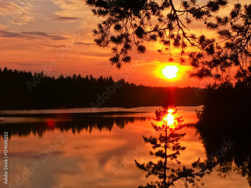 Sunset over the Berezovskoye lake, Karelian Isthmus