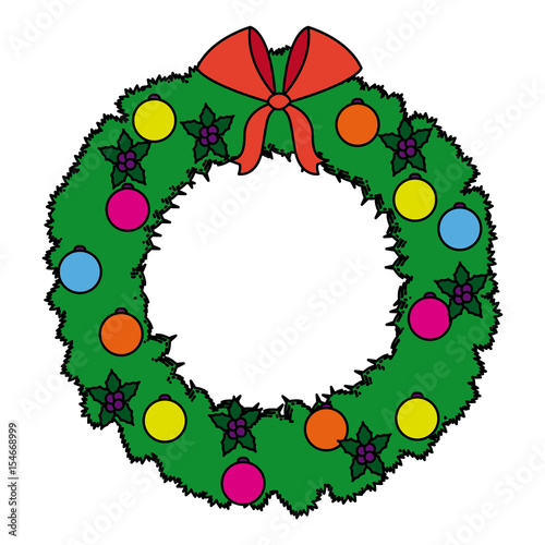 wreath crown christmas decoration celebration party vector illustration