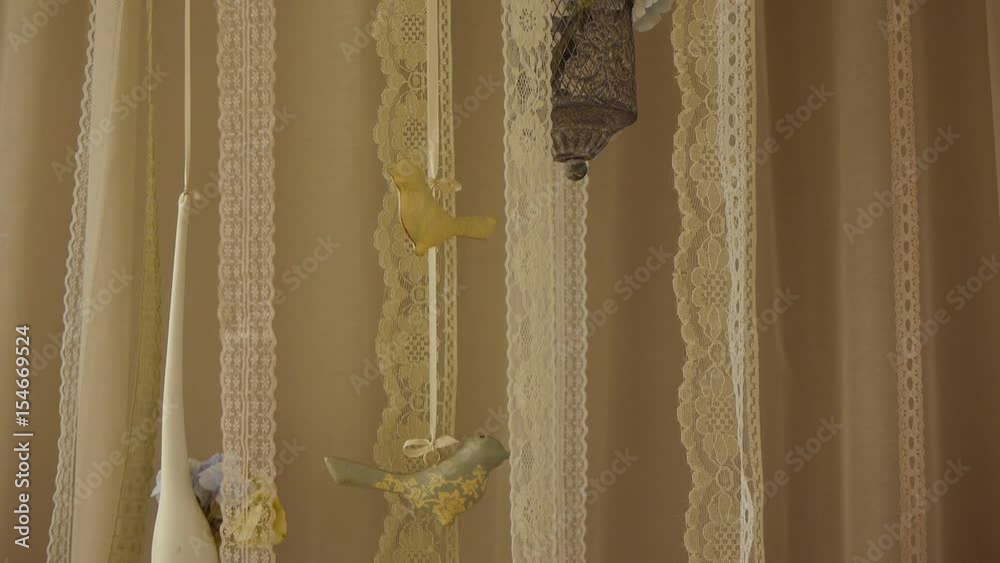 Part of the decor lace ribbons, flowers and birds ceramic Part of the decor lace ribbons, flowers and birds ceramic