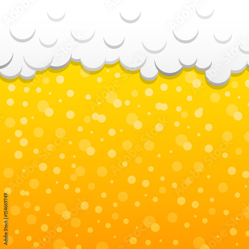 Beer texture with foam and bubbles. Vector.