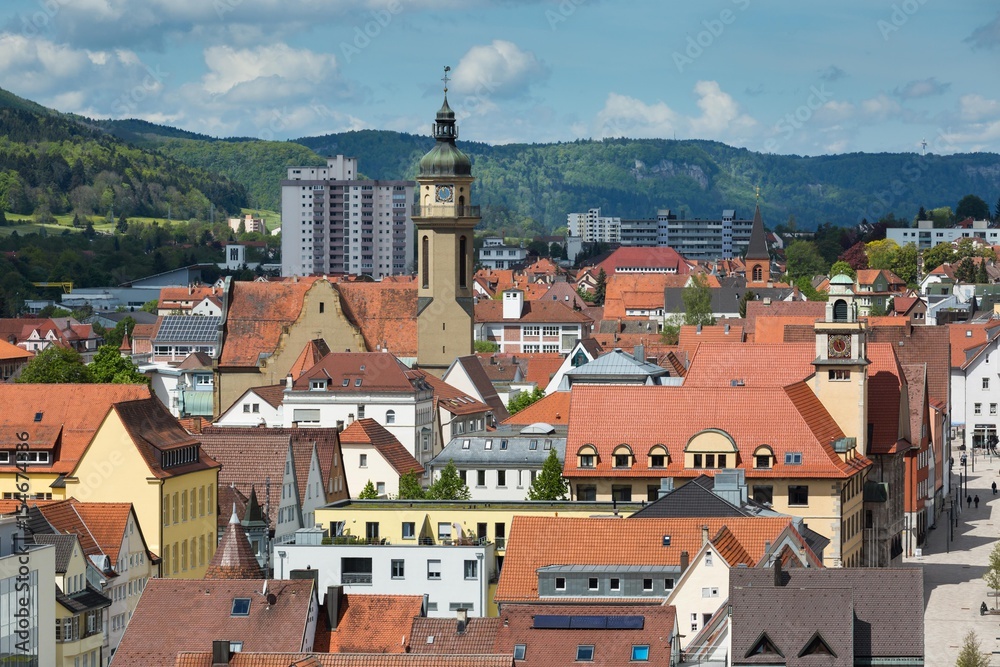 Ausblick auf Stadtmitte von Albstadt-Ebingen auf der Schwäbischen Alb