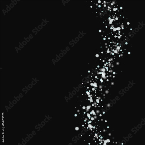 Beautiful falling snow. Right wave with beautiful falling snow on black background. Vector illustration.