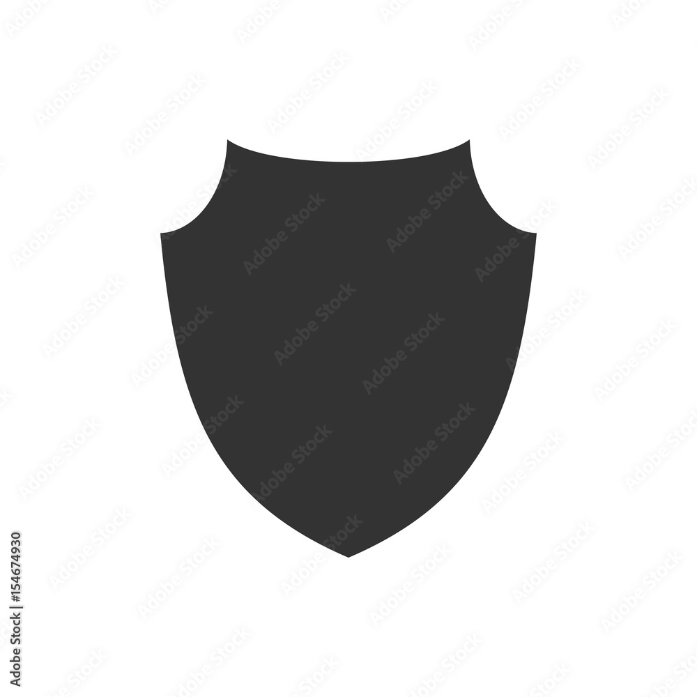Shield shape icon. Black label sign, isolated on white. Symbol of protection, arms, coat honor, security, safety. Flat retro style design. Element vintage heraldic emblem. Vector illustration Shield shape icon. Black label sign, isolated on white. Symbol of protection, arms, coat honor, security, safety. Flat retro style design. Element vintage heraldic emblem. Vector illustration