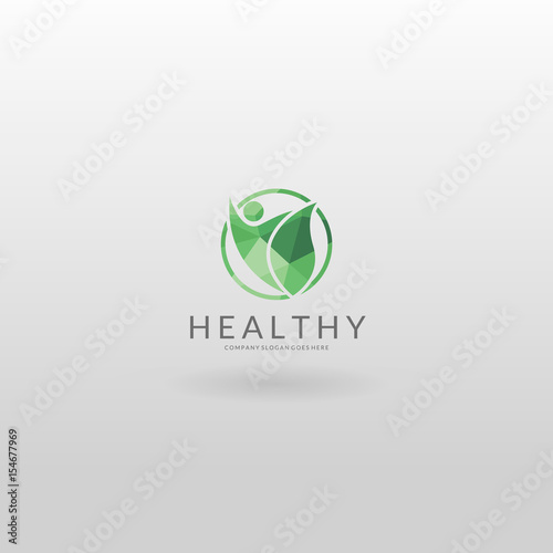 Healthy logo. Colorful low poly healthy logo template.