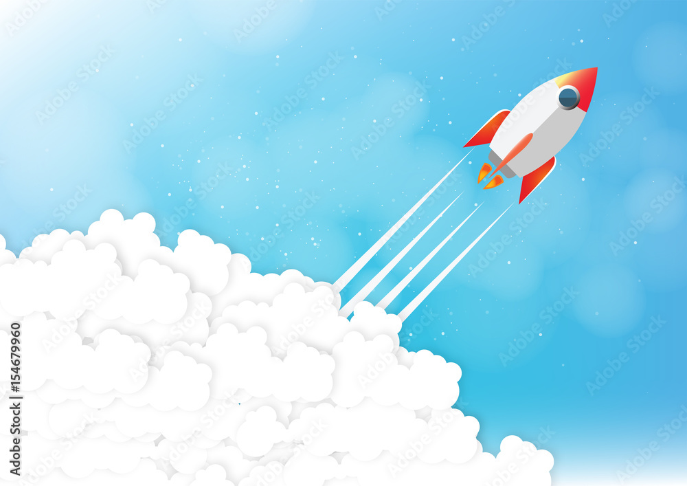 Naklejka premium Paper art of Startup project concept. Business flat design vector illustration