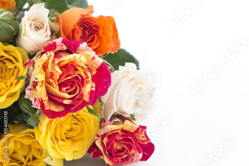 Bouquet of Multicolored Roses with Copy Space