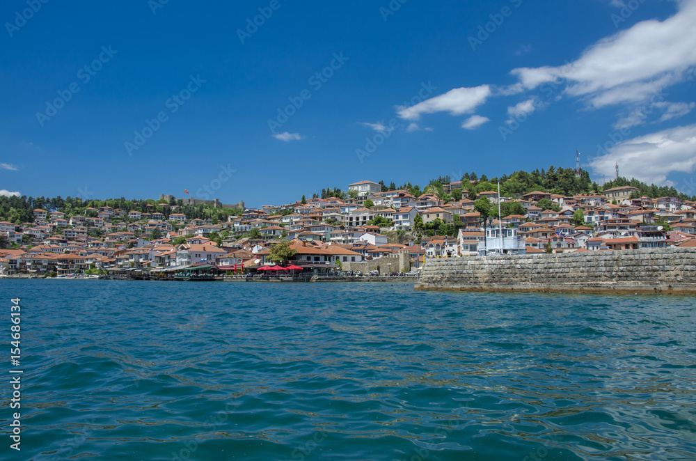 Ohrid Lake with old town Ohrid, Macedonia