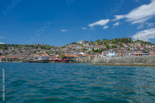 Fototapeta Naklejka Na Ścianę i Meble -  Ohrid Lake with old town Ohrid, Macedonia