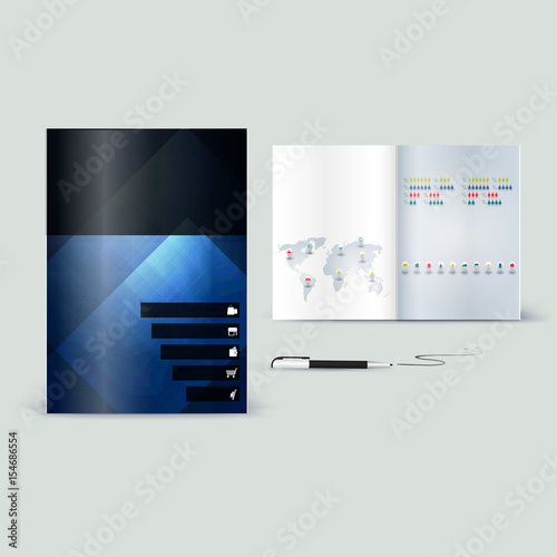 Corporate booklet promotion template with color elements. Vector company brichure business style for advertising, report or guideline. Stationery template with abstract pattern theme illustration. photo