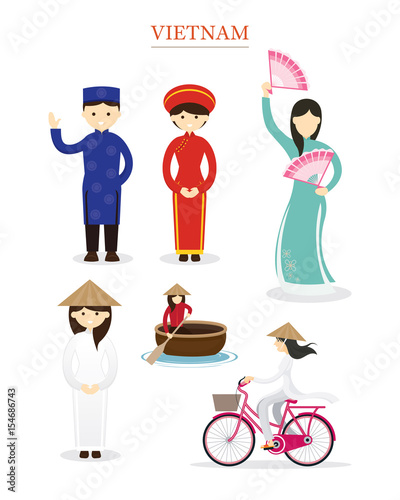 Vietnamese People in Traditional Clothing and Lifestyle