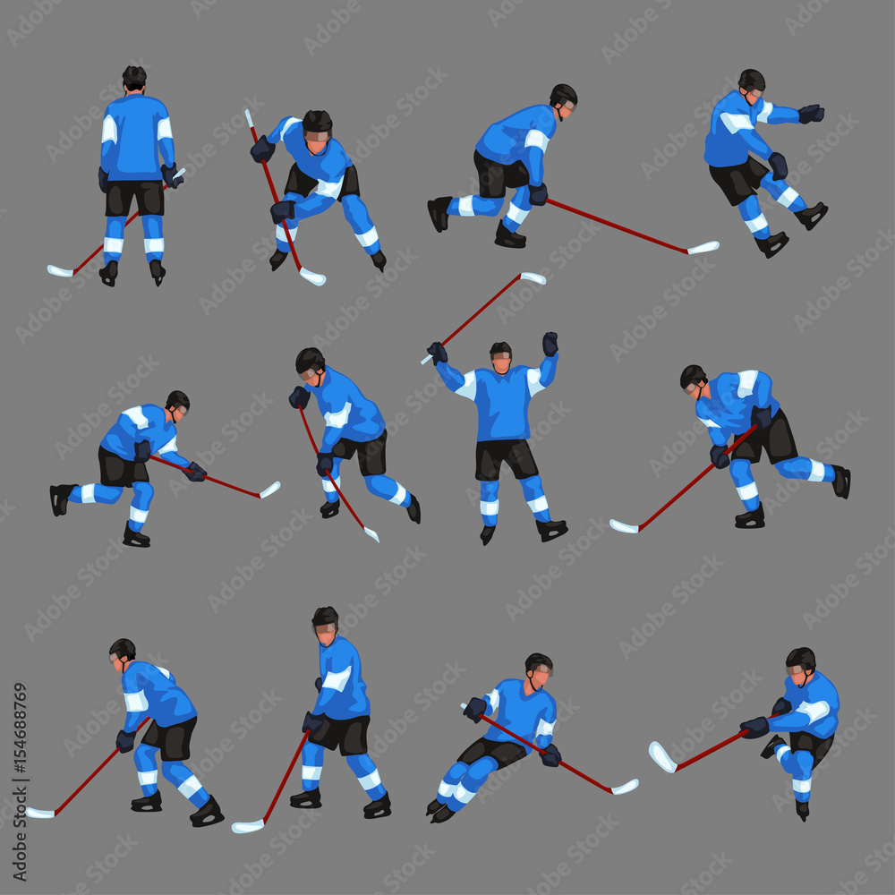Naklejka premium colored hockey player set 2
