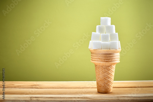 Sugar cubes in wafer cone