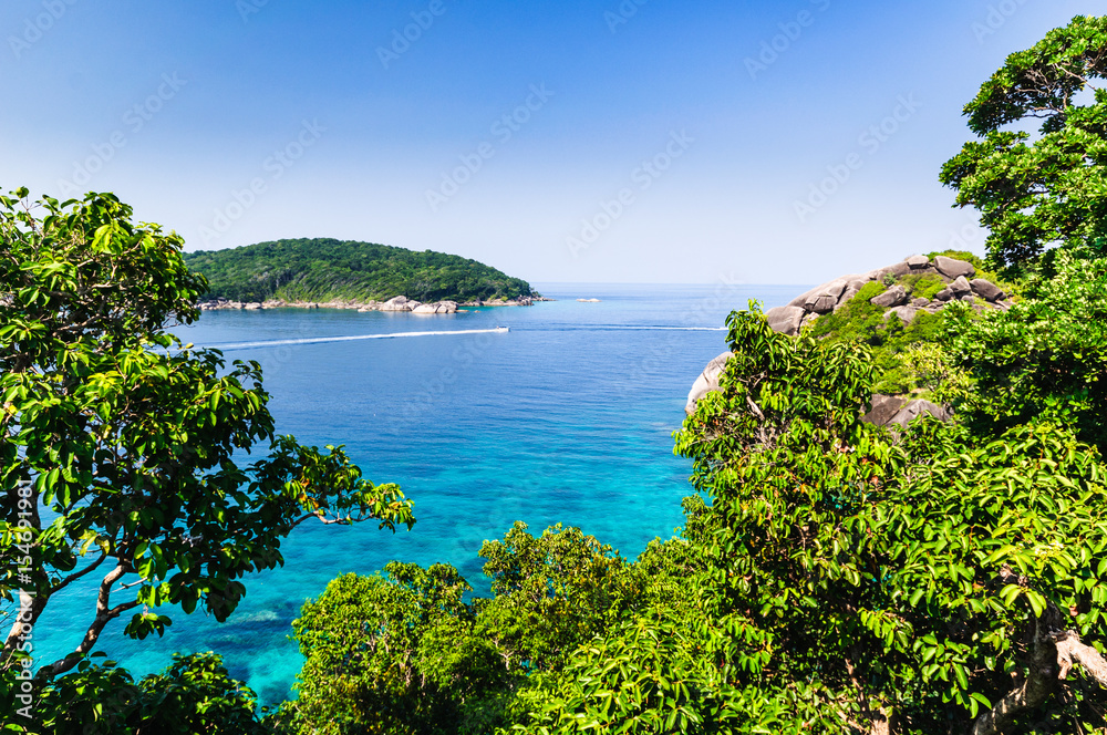 Beautiful tropical beach and blue sky background. Similan Island,beautiful tropical island ,Thailand National park