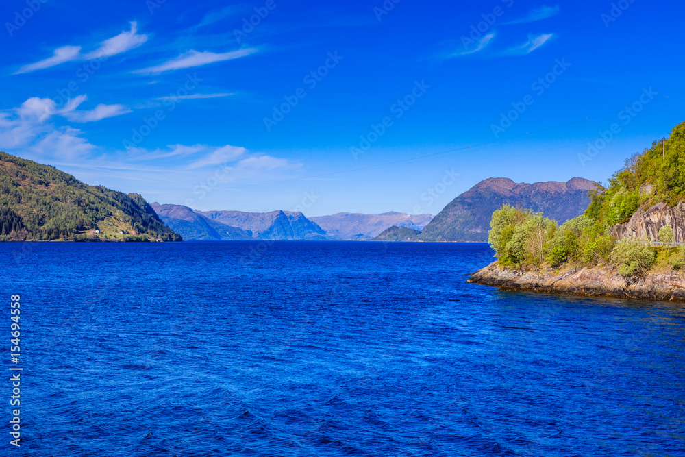 Nordfjord, a beautiful landscape with fjord and mountains.