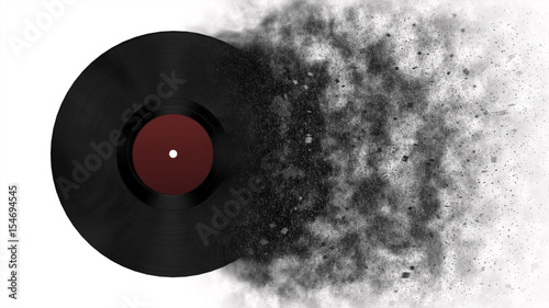 Burst music sign. Vinyl disk explosion, Hot music, illustration