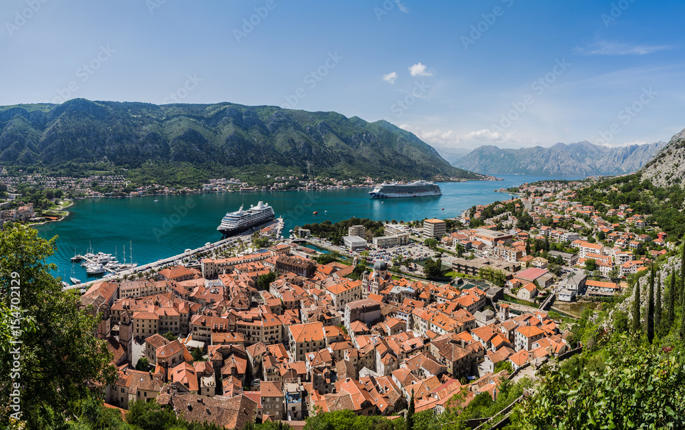Triangular shaped old town of Kotor