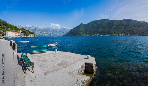 Fototapeta Naklejka Na Ścianę i Meble -  Panorama of Perast on the Bay of Kotor