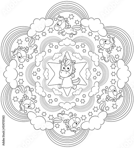 Niedliches Einhorn-Mandala Vektor Illustration