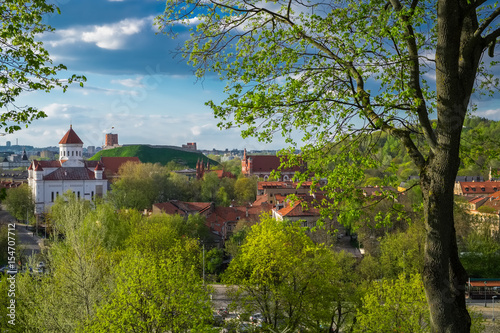 Panoramic view of the old town of Vilnius, Lithuania.