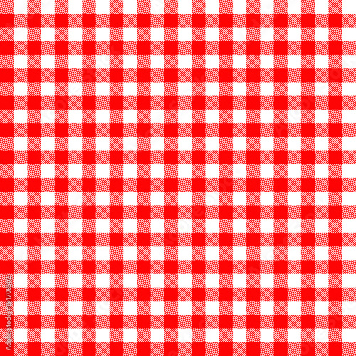 Vector. Seamless coarse red checkered vector plaid fabric pattern texture.Modified stripes consisting of crossed horizontal and vertical lines forming squares.