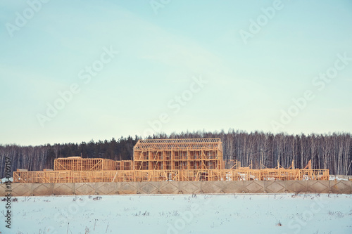 Wallpaper Mural wooden frame ecological house being built Torontodigital.ca