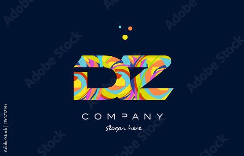 dz d z colorful alphabet letter logo icon template vector