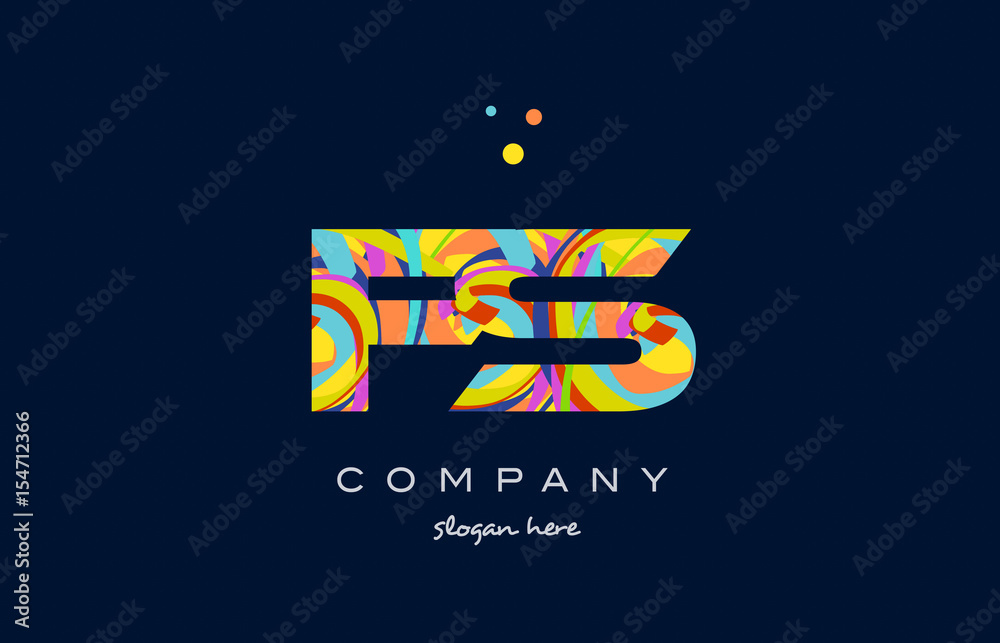 fs f s colorful alphabet letter logo icon template vector