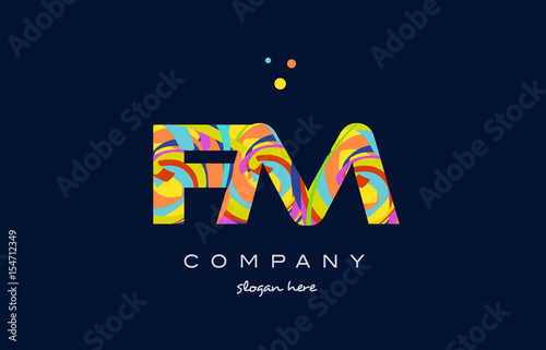 fm f m colorful alphabet letter logo icon template vector