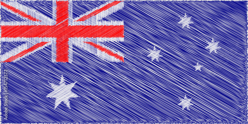 Australian flag.  Pencil drawing vector illustration. Using for decoration works.