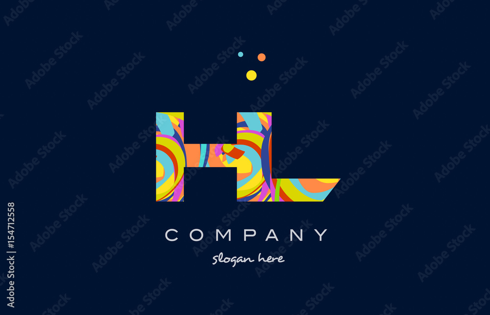hl h l colorful alphabet letter logo icon template vector