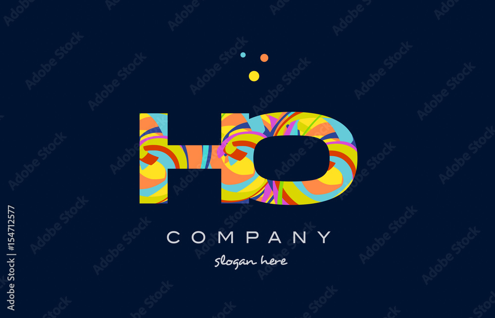 ho h o colorful alphabet letter logo icon template vector