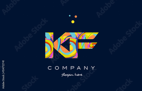 kf k f colorful alphabet letter logo icon template vector photo