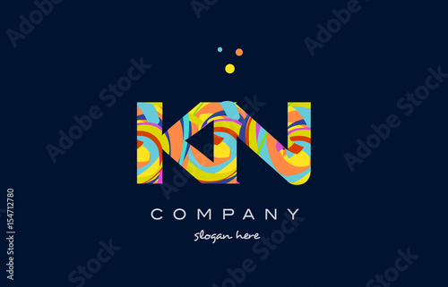 kn k n colorful alphabet letter logo icon template vector