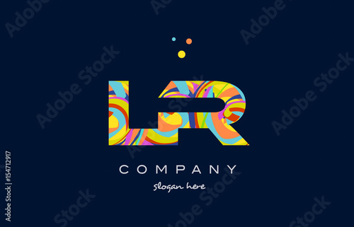 lr l r colorful alphabet letter logo icon template vector