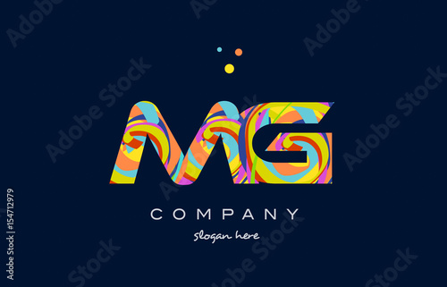 mg m g colorful alphabet letter logo icon template vector