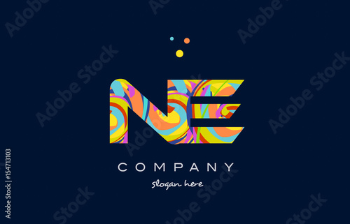 ne n e colorful alphabet letter logo icon template vector