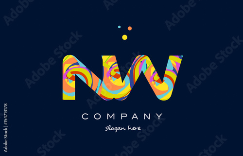 nw n w colorful alphabet letter logo icon template vector photo