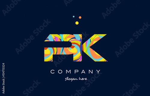 pk p k colorful alphabet letter logo icon template vector