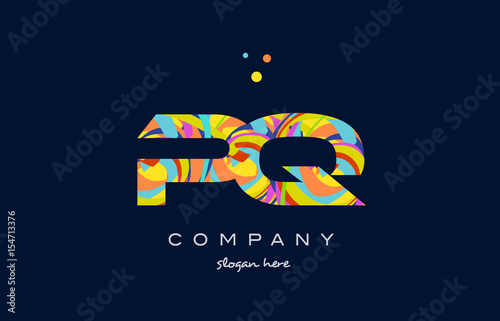 pq p q colorful alphabet letter logo icon template vector photo