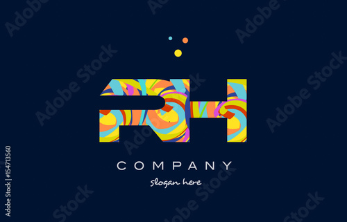 rh r h colorful alphabet letter logo icon template vector