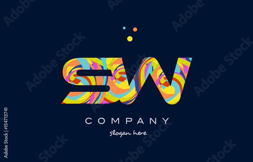 sw s w colorful alphabet letter logo icon template vector