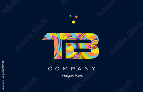 tb t b colorful alphabet letter logo icon template vector