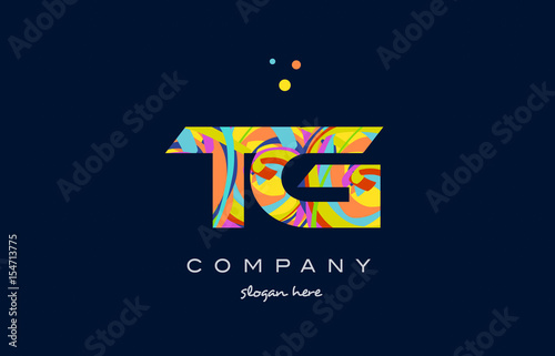 tg t g colorful alphabet letter logo icon template vector